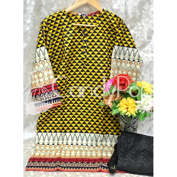 New Summer Printed Embroidery Lawn 3Pcs Suit MB-233