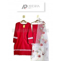 ORGANZA EMBROIDERED THREE PIECE BY AYESHAPRET