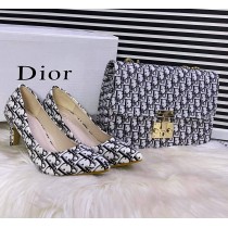 Combo Dior Texture Heel With Doir Texture Cross Body Bag