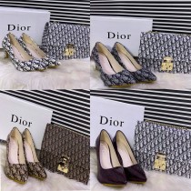 Combo Dior Texture Heel With Doir Texture Cross Body Bag