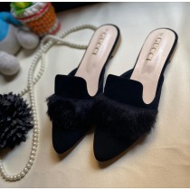 Gucci Y21 Fur Design Slipper Black