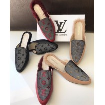 LV Flat Back Open Fur Shoes SCP-0183