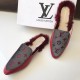 LV Flat Back Open Fur Shoes SCP-0183