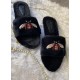 GUCCI Bee Fur Slides