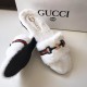 Gucci Stylish Band Fur Slippers SCM-130