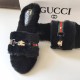 Gucci Stylish Band Fur Slippers SCM-130