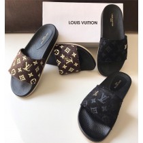 LV Paris Fur Strap Casual Slipper