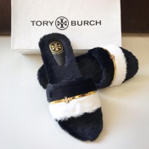 Tory Burch Fur Strap Slippers