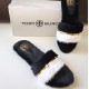 Tory Burch Fur Strap Slippers