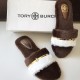 Tory Burch Fur Strap Slippers