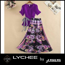 Casual Floral Ribbon Skirt With Top LK-9163