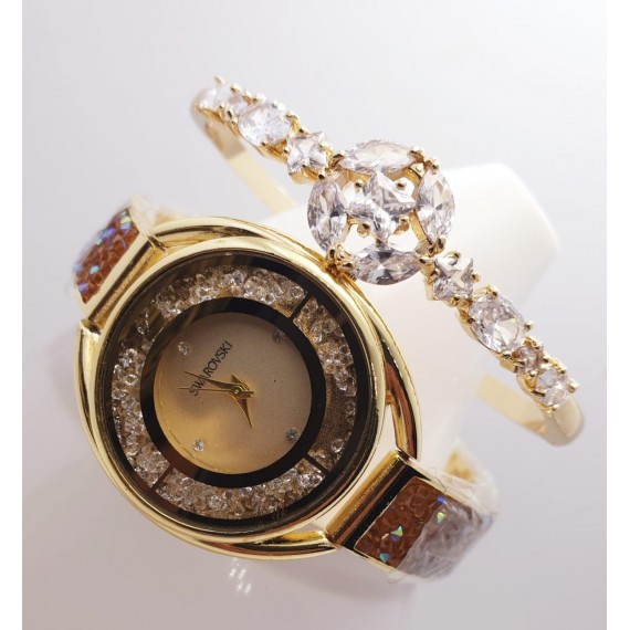 Branded Jewellery Ladies Watch with Zarcon Bangle HW-215